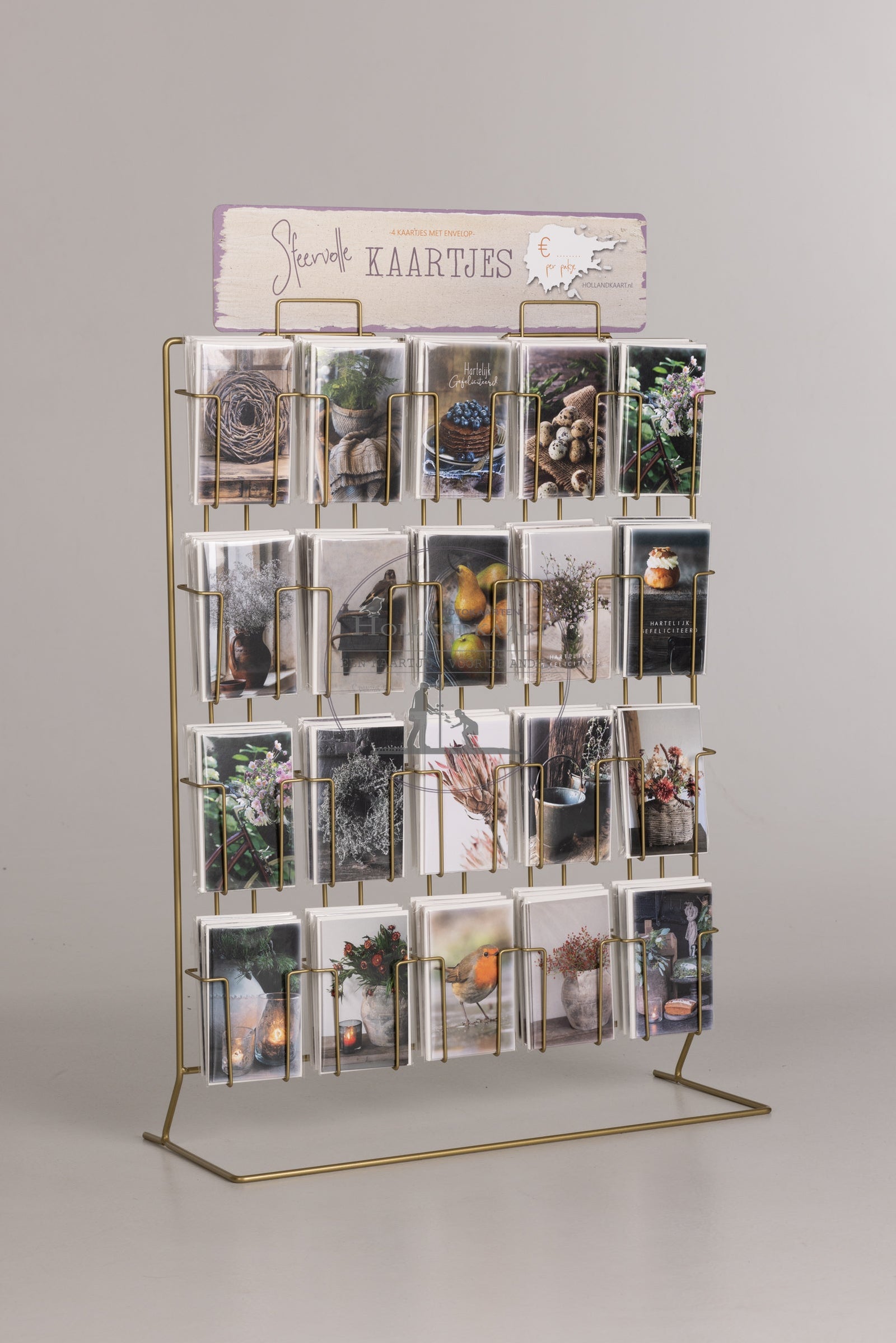 Staand goud/brons kaartenrek (LEEG) 9x13cm|20vaks – Hollandkaart