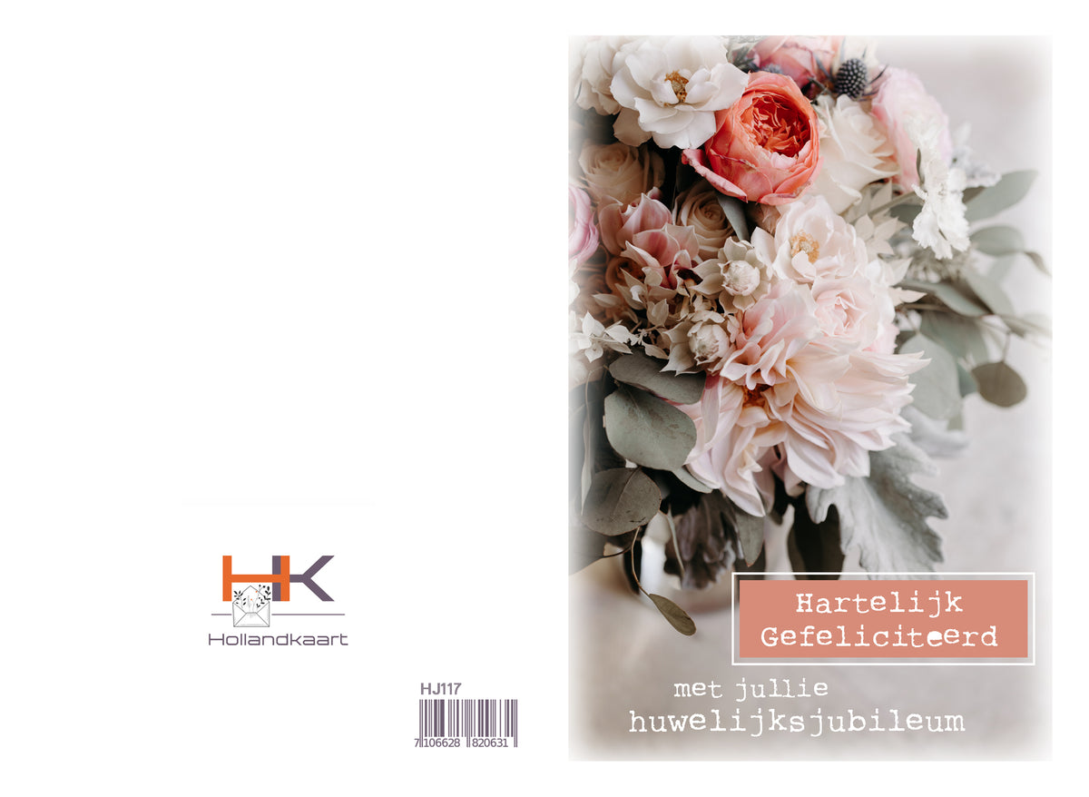 Dubbele wenskaart HJ117 (huwelijksjubileum)