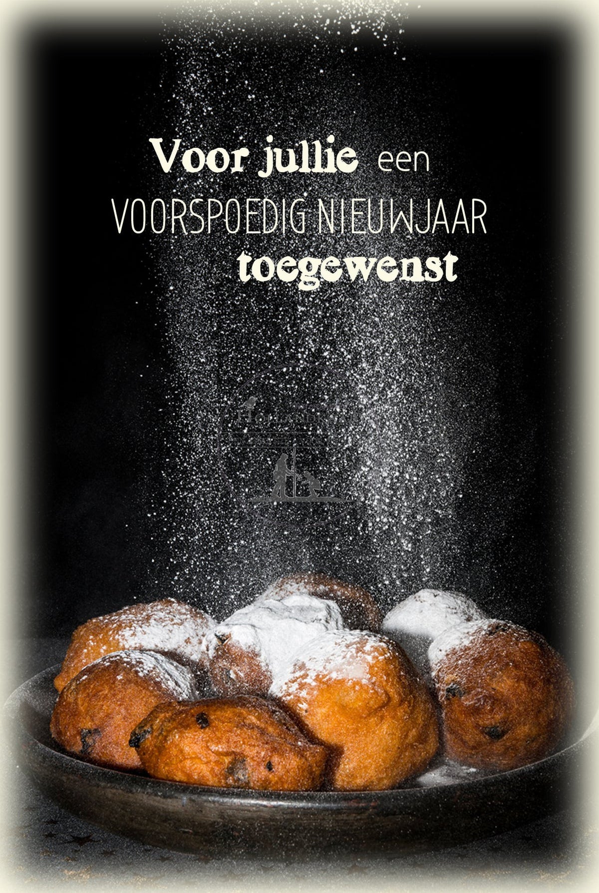 set van 18 oliebol nieuwjaarskaarten