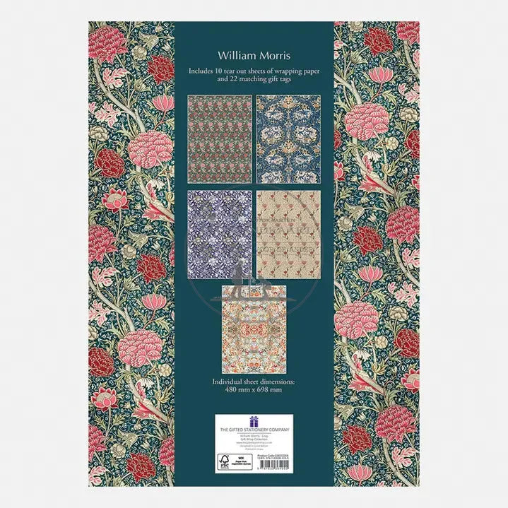 Set cadeaupapier William Morris rood