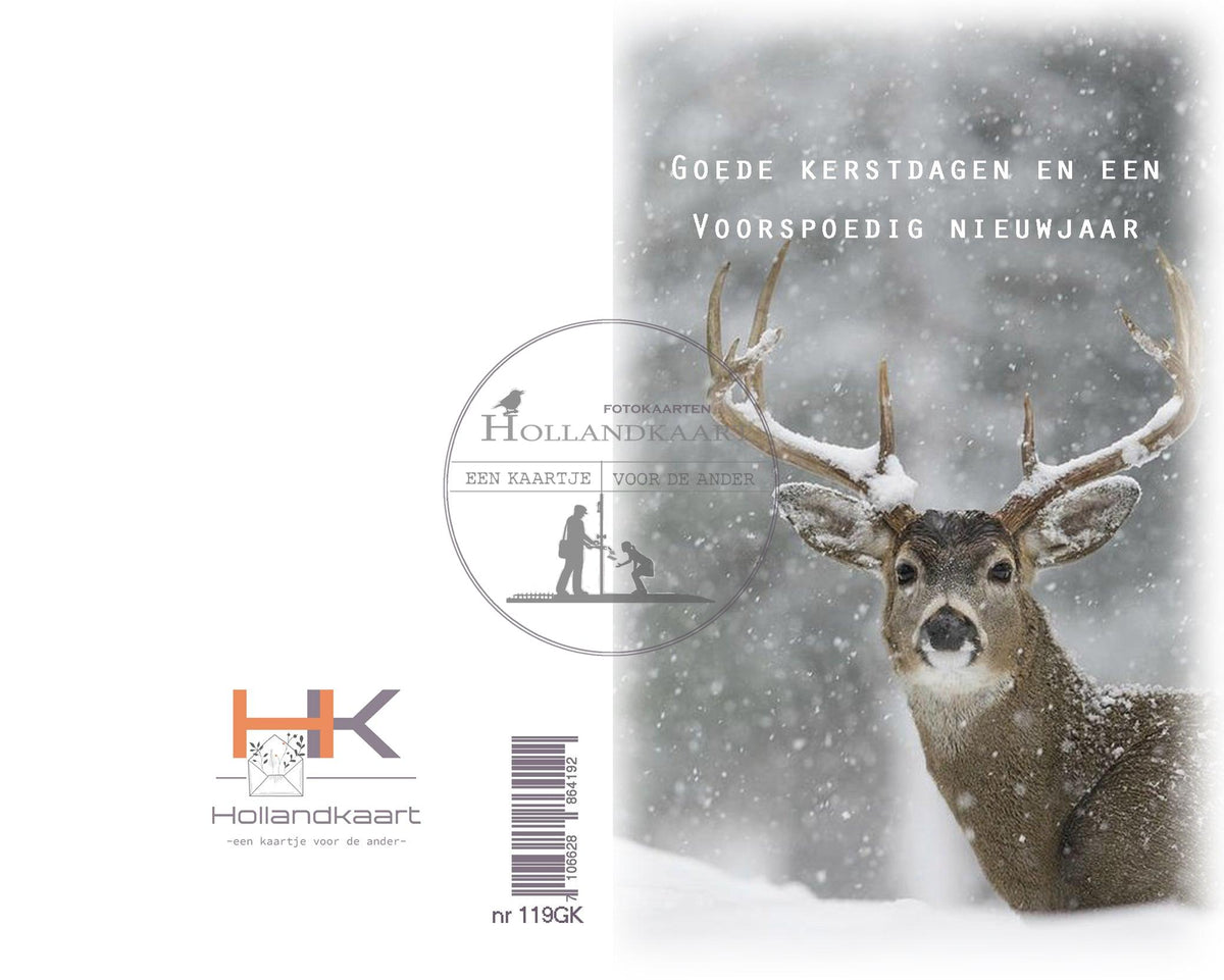 OP=OP 24 kerstkaartjes hert in sneeuw