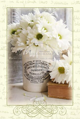 witte bloemenkaart - wenskaarten
