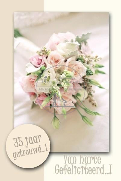35 jaar jubileum - trouwen - kaart - bloemenboeket